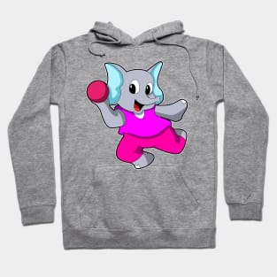 Elephant as Handball player with handball Hoodie